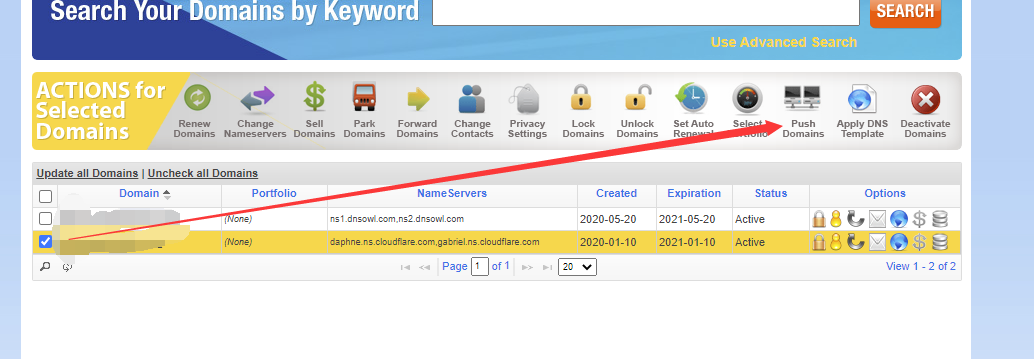 namesilo域名push过户
