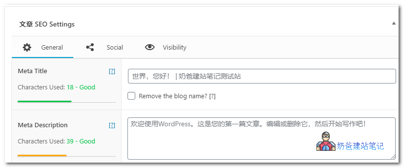 The SEO Framework使用界面